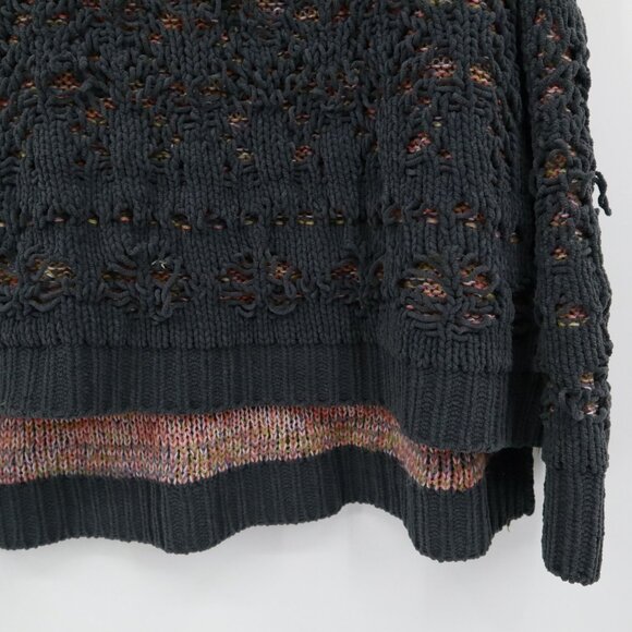 POL Chunky Distressed Sweater Womens S Purple Grunge Boho Normcore Hooded - Picture 11 of 16